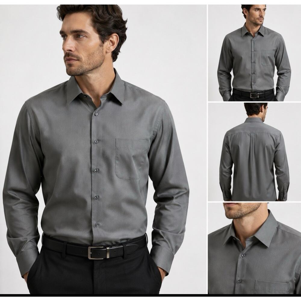 J. Ferrar Dress Shirt Mens Sz XL 17-17.5 Tencel Green Long Sleeve Button Up NWT